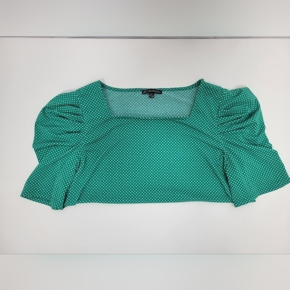 Adrianna Papell Green Polka Dot Print Shirt - Picture 6 of 6